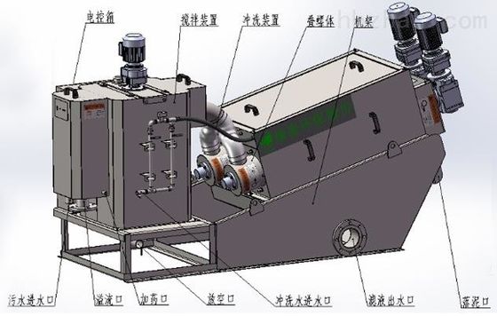مكدسة برغي الحمأة معدات نزح المياه اثنين من المحركات 200 مم